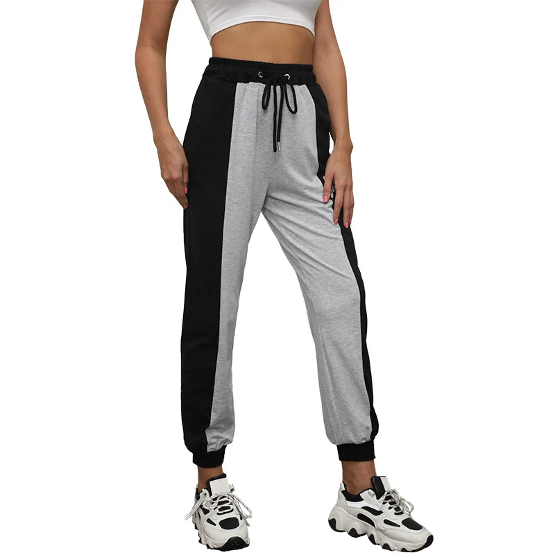 Damen Colorblock-Jogginghose mit hohem Bund Tunnelzug und kontrastierenden Seitenstreifen Nord Taschen