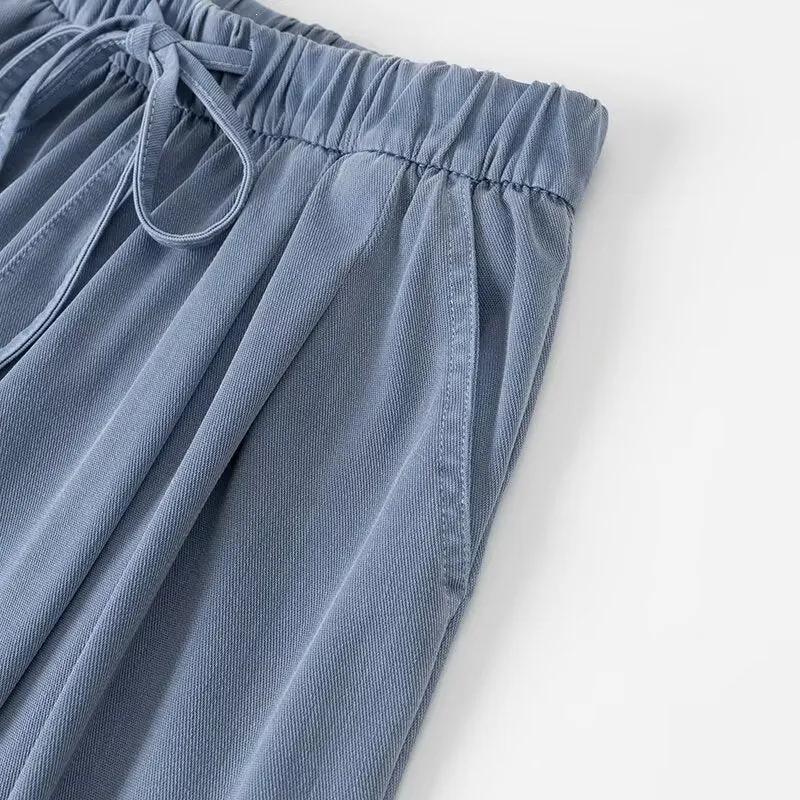 Damen Weite Palazzo‑Hose mit hohem Elastbund, Tunnelzug und Eingrifftaschen Nord Taschen