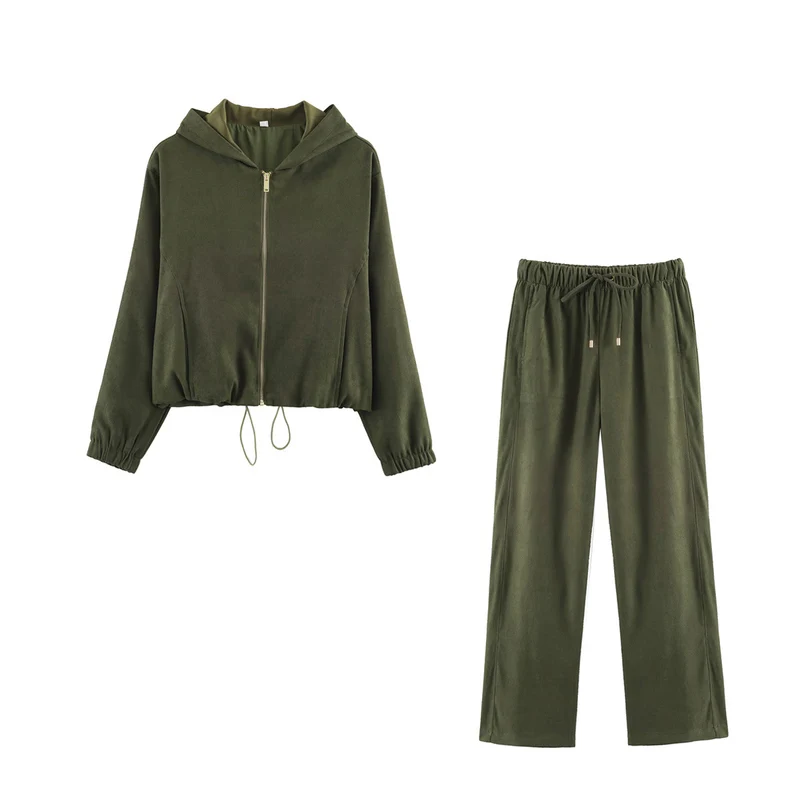 Damen weite Loungehose aus Veloursoptik mit Kordelzug und Eingrifftaschen Nord Taschen