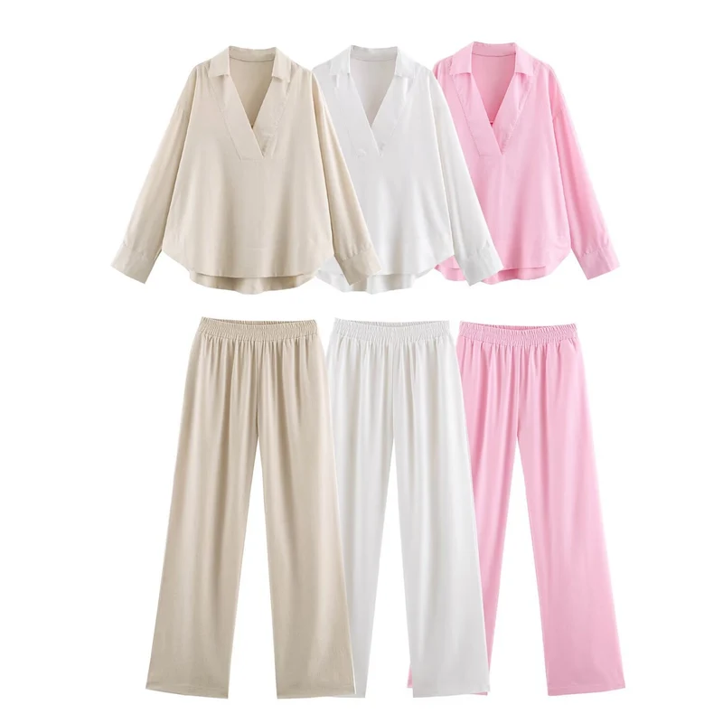 Damen Weite Lounge‑Hose mit elastischem Bund und fließender Viskose‑Qualität Nord Taschen