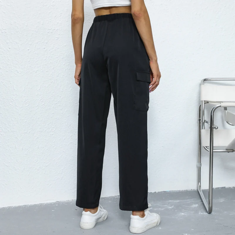 Damen Cargo-Hose mit Tunnelzug, geradem Bein und aufgesetzten Taschen Nord Taschen