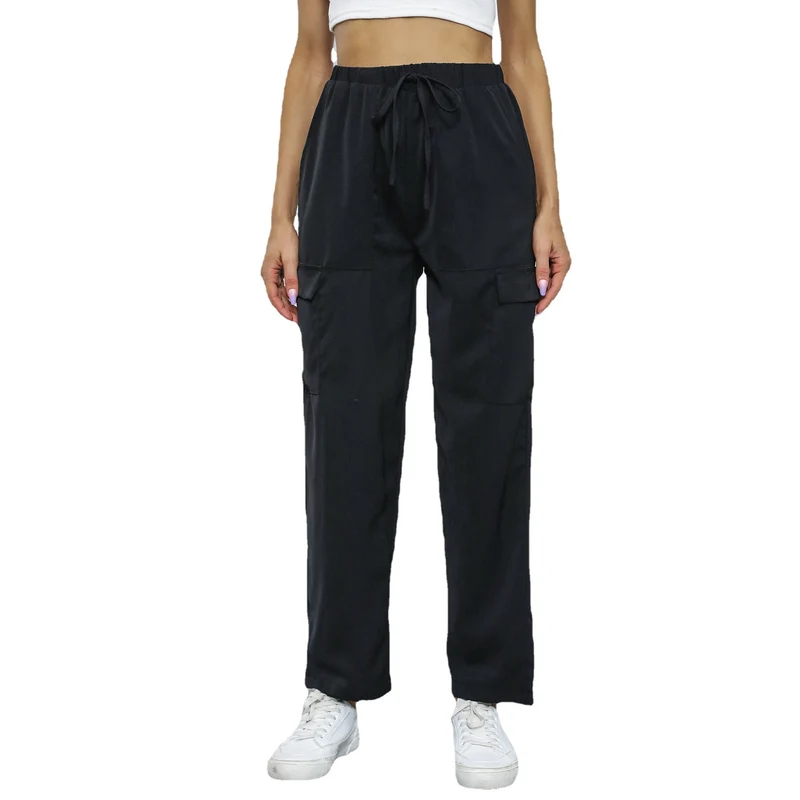 Damen Cargo-Hose mit Tunnelzug, geradem Bein und aufgesetzten Taschen Nord Taschen