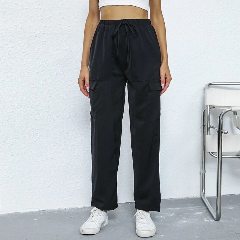 Damen Cargo-Hose mit Tunnelzug, geradem Bein und aufgesetzten Taschen Nord Taschen