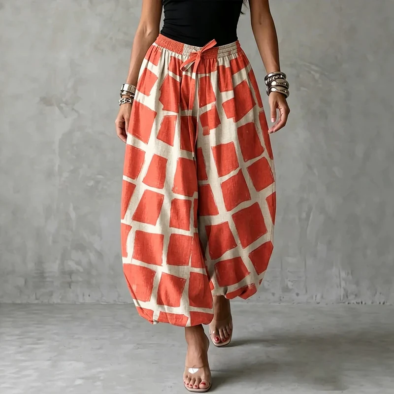 Damen Ballonhose mit breitem Gummibund und grafischem Print Nord Taschen