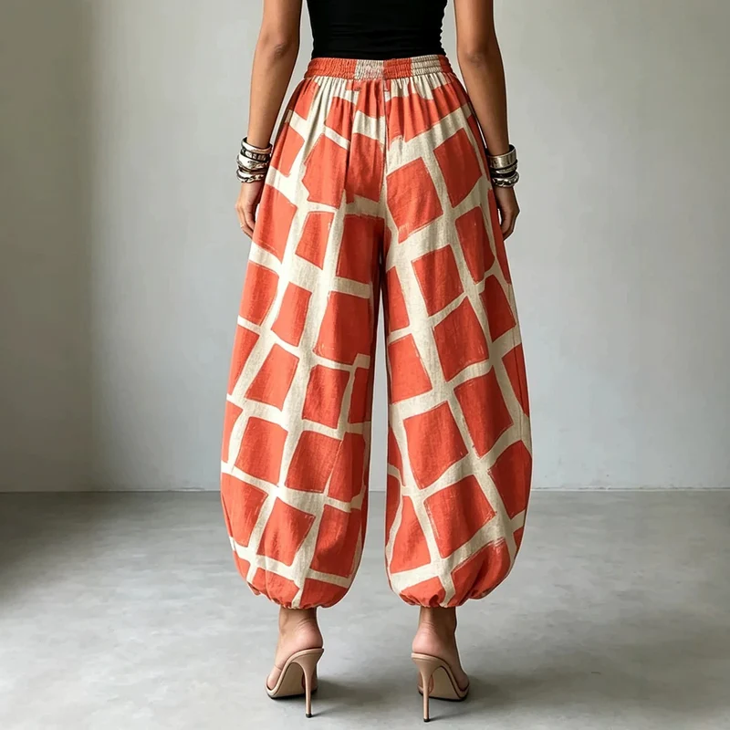 Damen Ballonhose mit breitem Gummibund und grafischem Print Nord Taschen