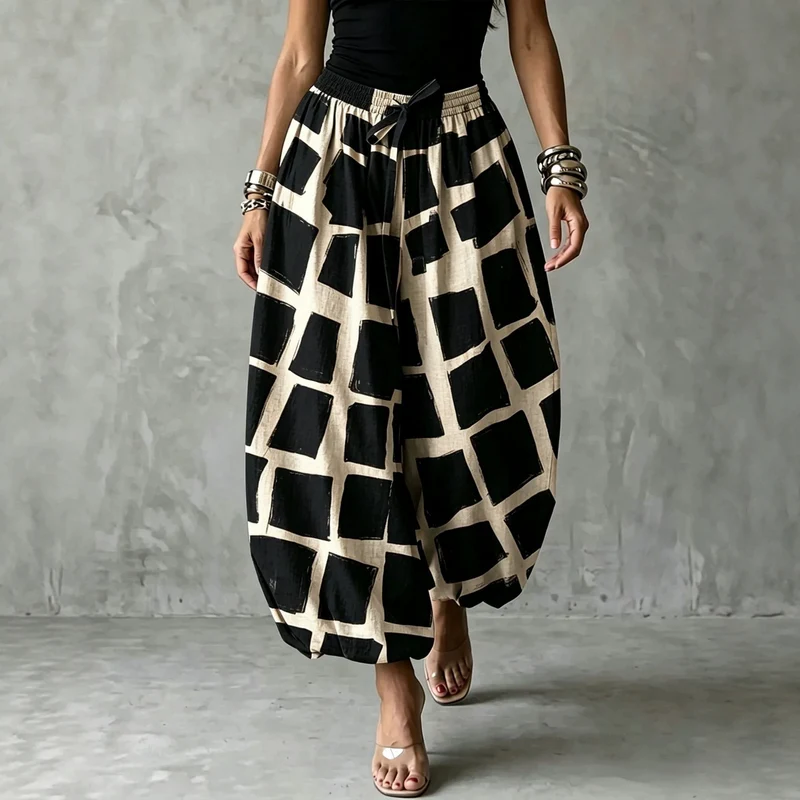 Damen Ballonhose mit breitem Gummibund und grafischem Print Nord Taschen