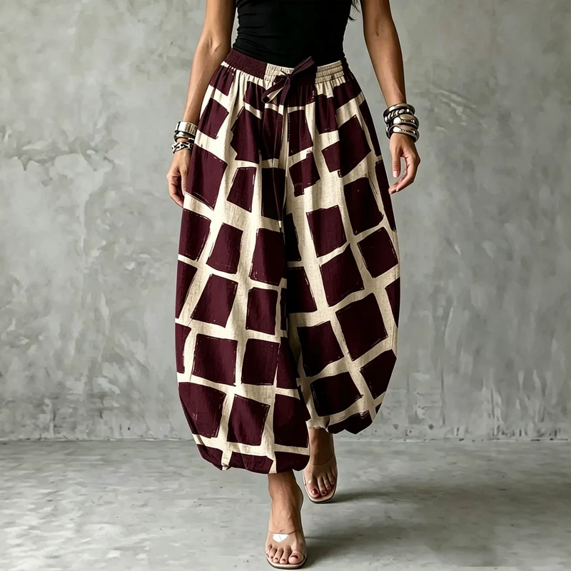 Damen Ballonhose mit breitem Gummibund und grafischem Print Nord Taschen