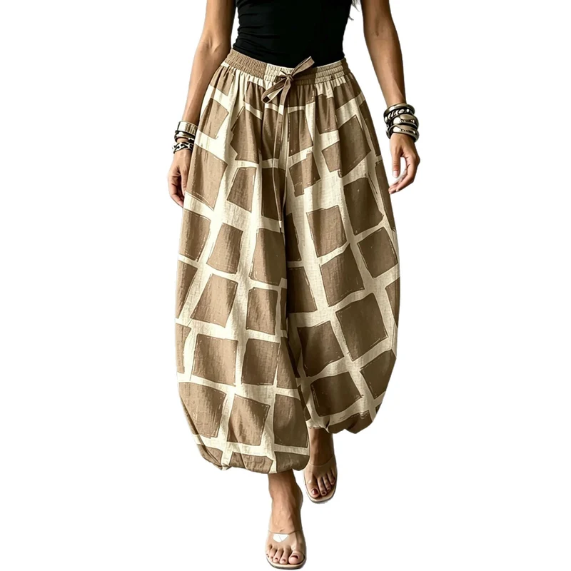 Damen Ballonhose mit breitem Gummibund und grafischem Print Nord Taschen