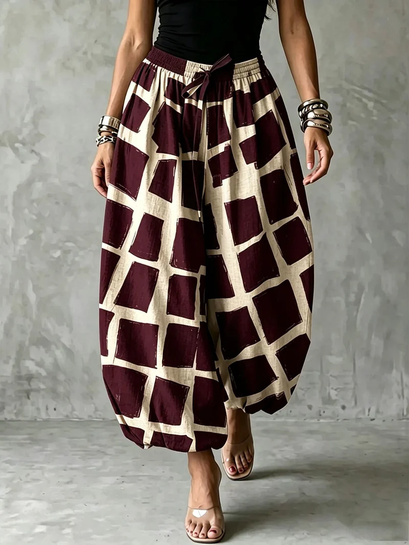 Damen Ballonhose mit breitem Gummibund und grafischem Print Nord Taschen