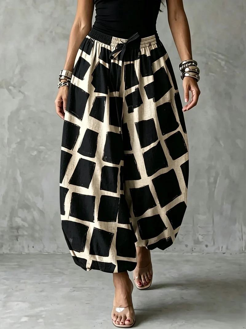 Damen Ballonhose mit breitem Gummibund und grafischem Print Nord Taschen