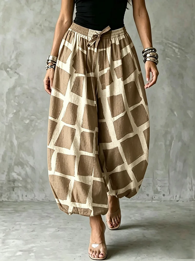 Damen Ballonhose mit breitem Gummibund und grafischem Print Nord Taschen