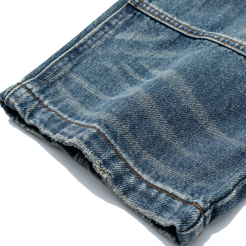 Damen Hochtaillierte Denimhose im weiten, verkürzten Schnitt mit Used‑Effekt und aufgesetzten Fronttaschen Nord Taschen