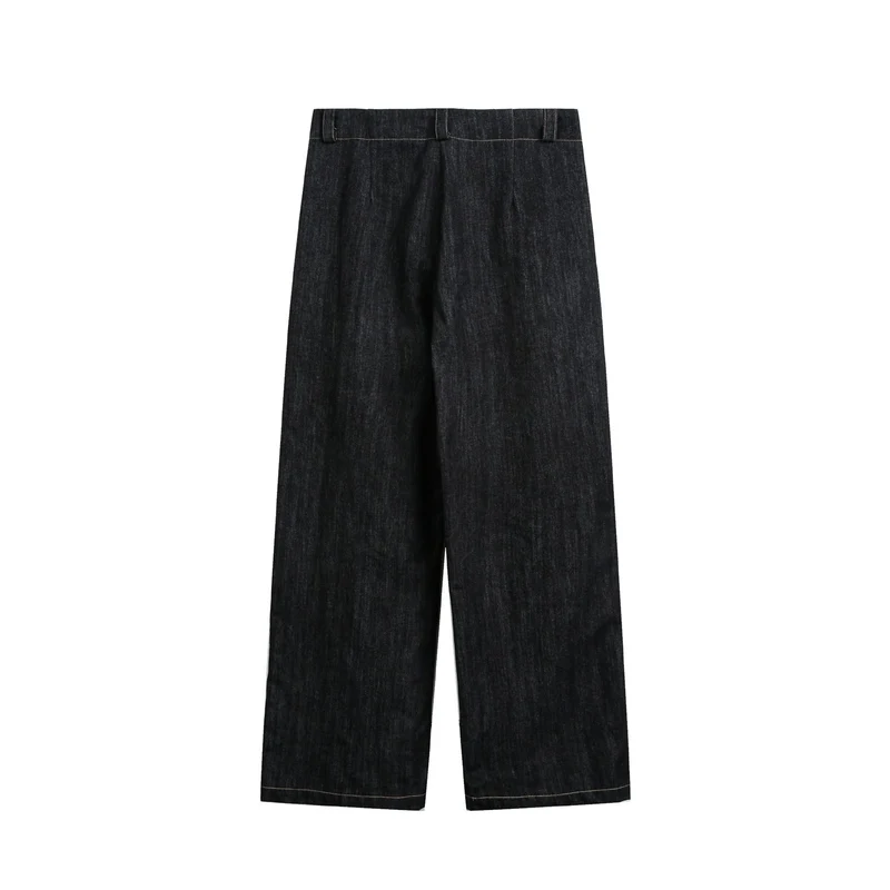 Damen Hochtaillierte Denim‑Culotte im Workwear‑Look mit weitem Bein und verdeckten Eingrifftaschen Nord Taschen