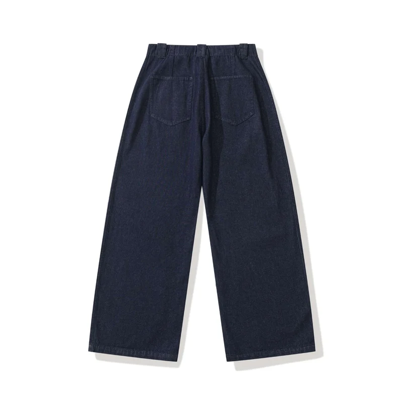 Damen hochtaillierte Culotte-Jeans im Worker‑Look mit großen aufgesetzten Taschen Nord Taschen