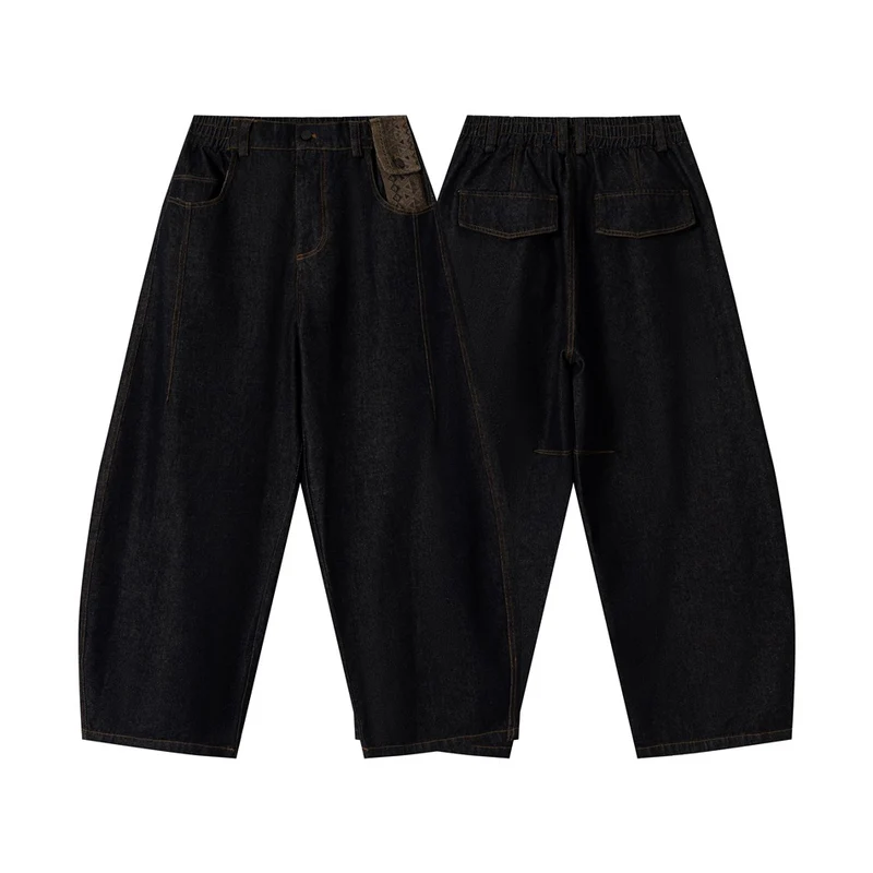 Damen Hochtaillierte Culotte-Jeans im Balloon-Cut mit Zier-Pattentasche Nord Taschen