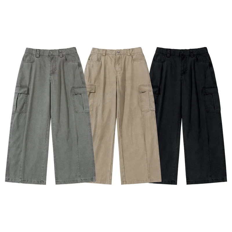 Damen Cargo-Hose im weiten Bein mit hoher Taille und aufgesetzten Taschen Nord Taschen
