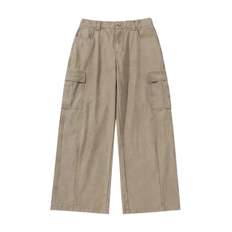 Damen Cargo-Hose im weiten Bein mit hoher Taille und aufgesetzten Taschen Nord Taschen