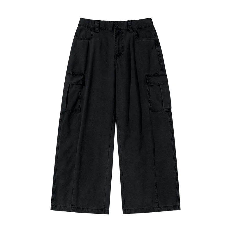 Damen Cargo-Hose im weiten Bein mit hoher Taille und aufgesetzten Taschen Nord Taschen