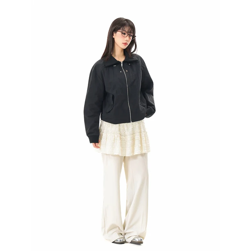 Damen Boxy-Blousonjacke mit hohem Stehkragen, elastischen Bündchen und Pattentaschen Nord Taschen