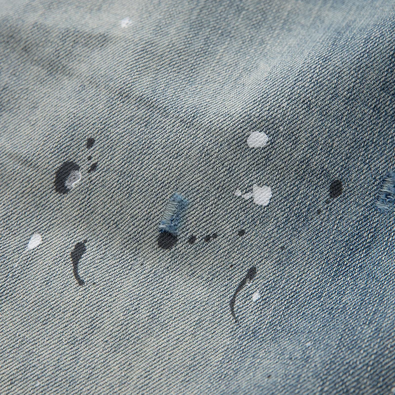 Damen Baggy-Jeans mit hoher Taille, verkürztem Bein und Lackspritzern Nord Taschen