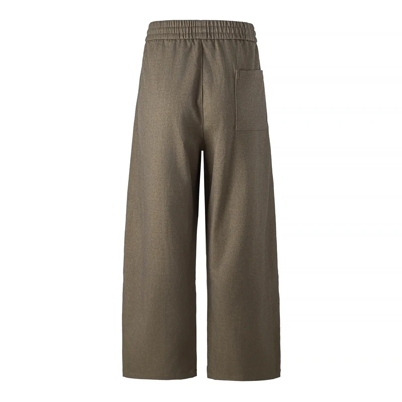 Damen Hochtaillierte Culotte-Hose mit weitem Bein und elastischem Bund Nord Taschen