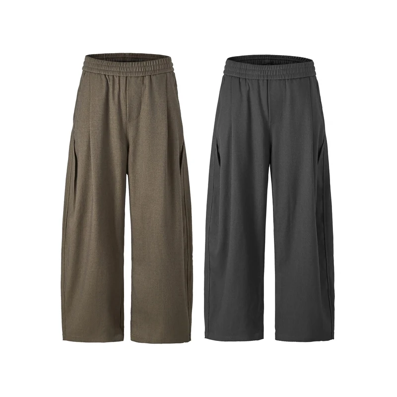 Damen Hochtaillierte Culotte-Hose mit weitem Bein und elastischem Bund Nord Taschen