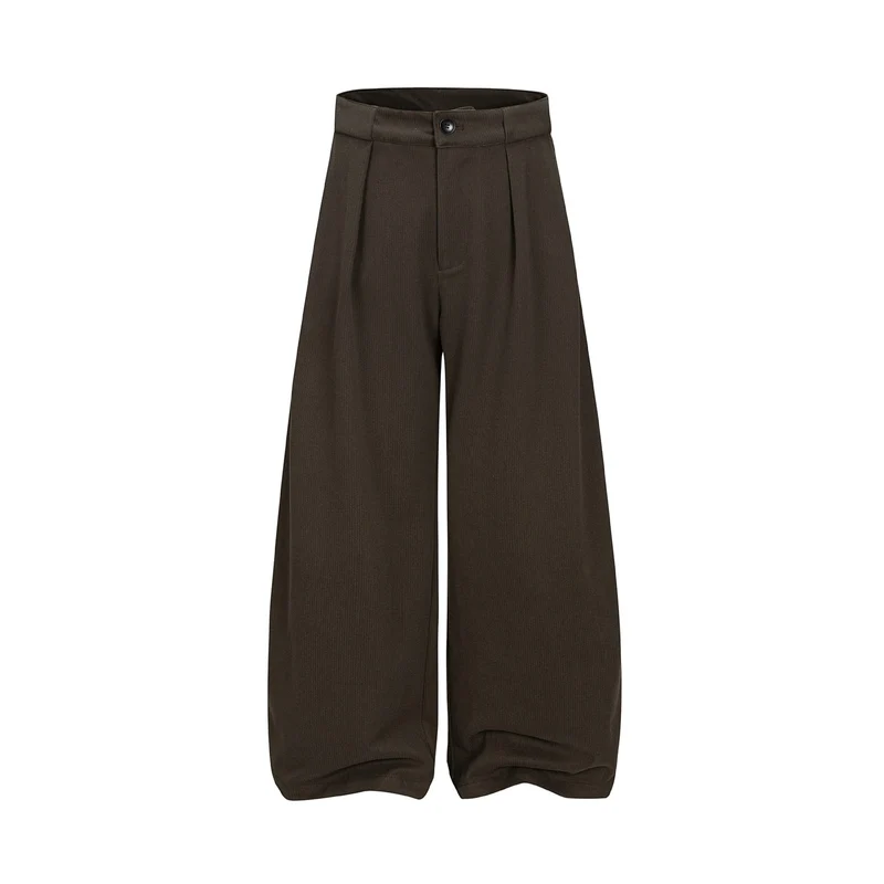 Damen Hochtaillierte Culotte-Hose mit weitem Bein, Kellerfalten und Knopfverschluss Nord Taschen