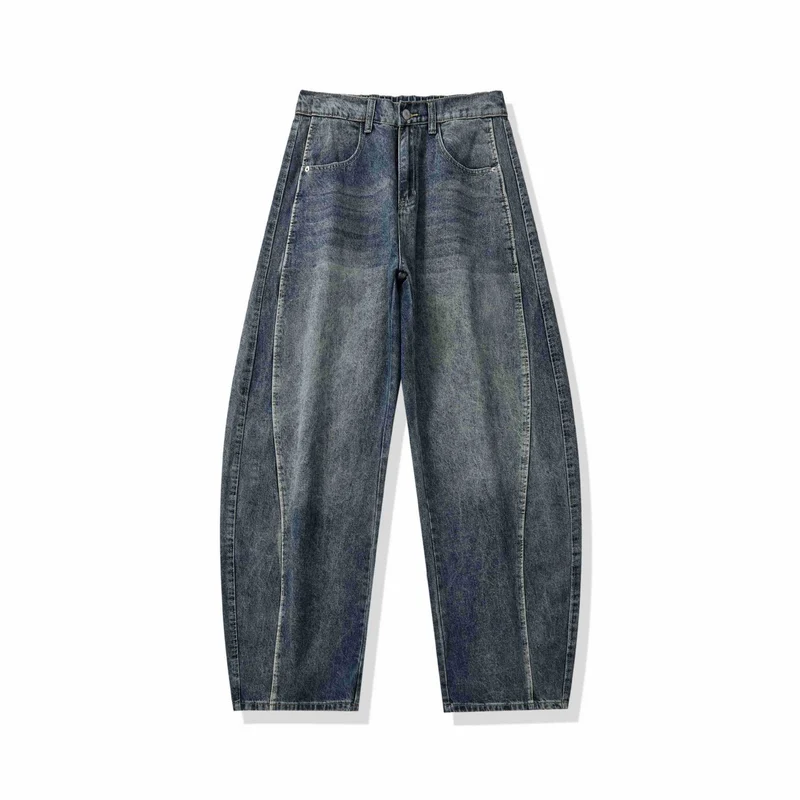 Damen Hochtaillierte Cropped-Jeans mit seitlichen Einsatznähten und weitem Bein Nord Taschen