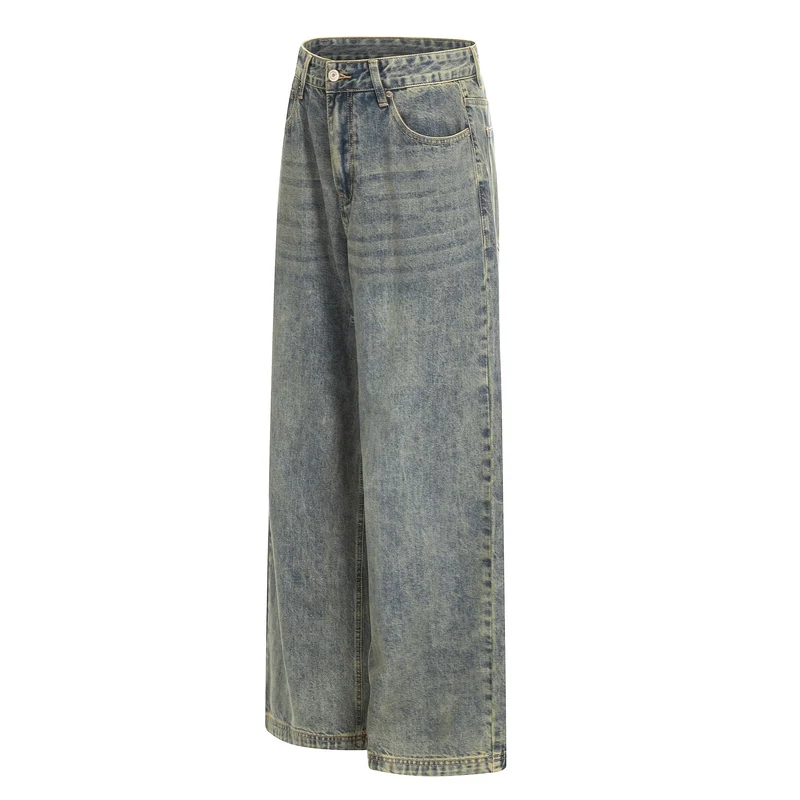 Damen Hochtaillierte Cropped-Denim‑Culotte mit weitem Bein und Used‑Finish Nord Taschen