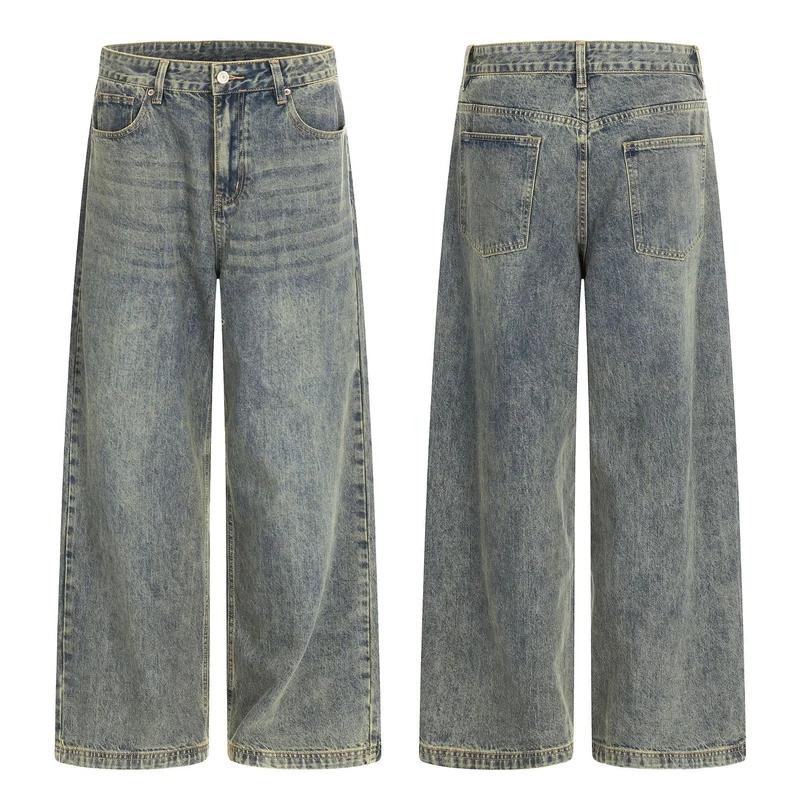 Damen Hochtaillierte Cropped-Denim‑Culotte mit weitem Bein und Used‑Finish Nord Taschen