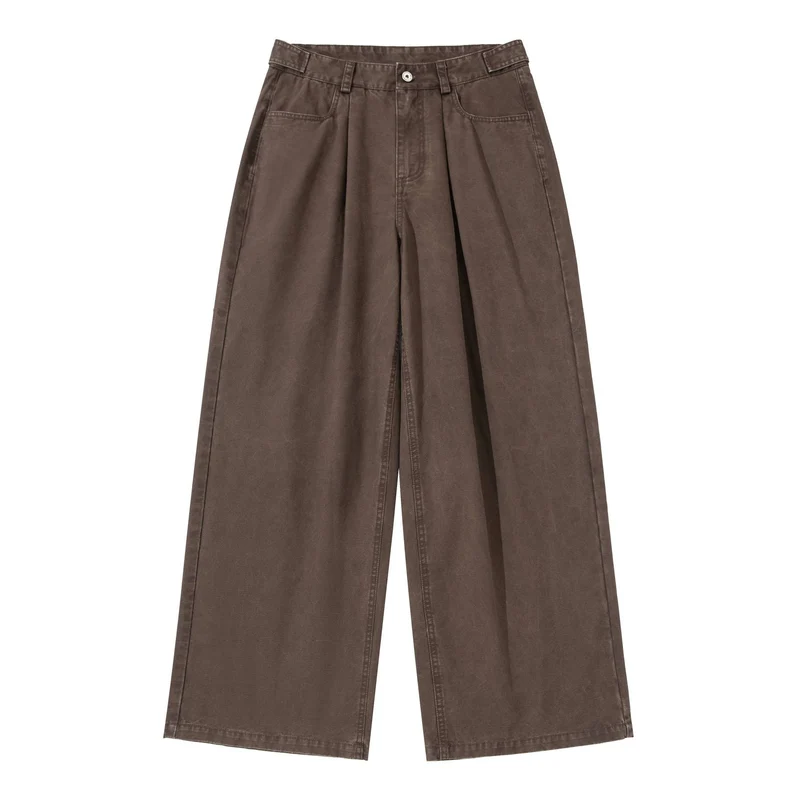 Damen Hochtaillierte Canvas-Culotte mit Vorderfalten und geradem Bein Nord Taschen