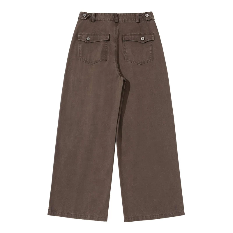 Damen Hochtaillierte Canvas-Culotte mit Vorderfalten und geradem Bein Nord Taschen