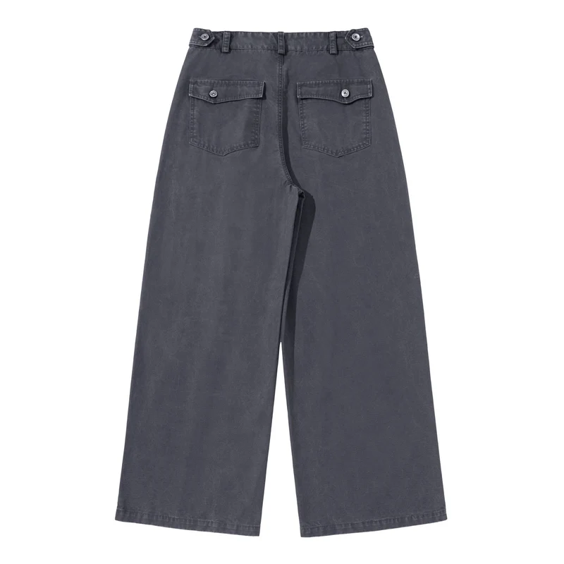 Damen Hochtaillierte Canvas-Culotte mit Vorderfalten und geradem Bein Nord Taschen