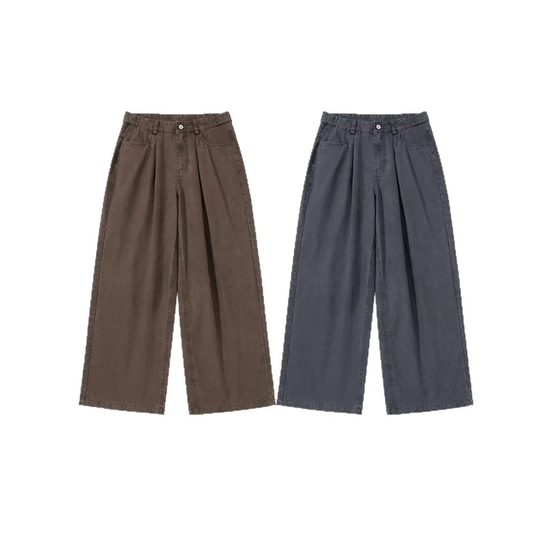 Damen Hochtaillierte Canvas-Culotte mit Vorderfalten und geradem Bein Nord Taschen