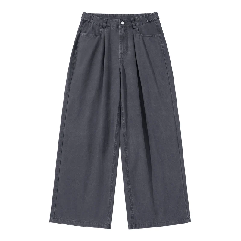 Damen Hochtaillierte Canvas-Culotte mit Vorderfalten und geradem Bein Nord Taschen