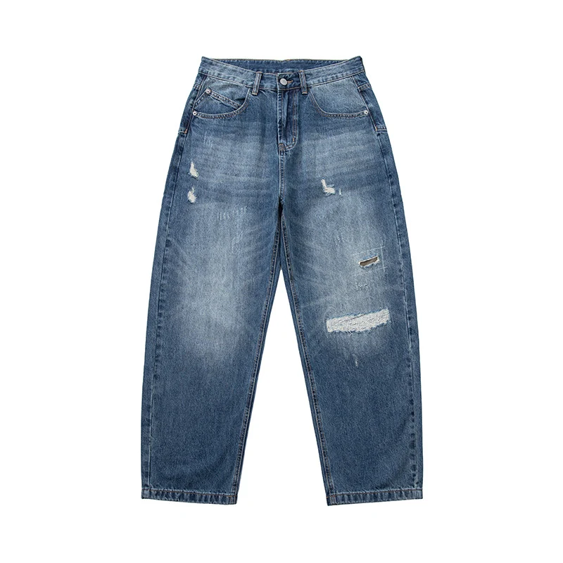 Damen Baggy-Jeans mit hoher Taille, Relaxed-Fit und Destroy-Details Nord Taschen