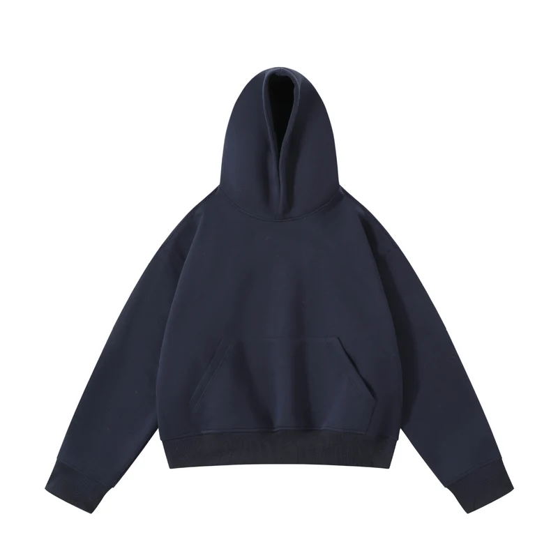 Unisex schwerer Oversize-Kapuzenpullover mit doppellagiger Kapuze Kängurutasche und breitem Rippbund Nord Taschen