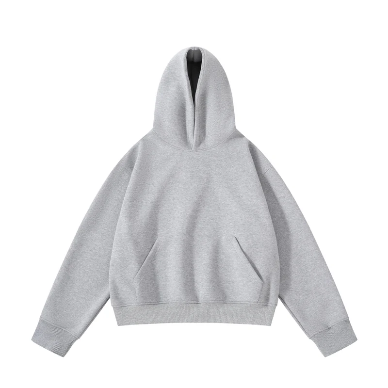 Unisex schwerer Oversize-Kapuzenpullover mit doppellagiger Kapuze Kängurutasche und breitem Rippbund Nord Taschen