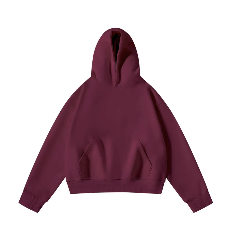 Unisex schwerer Oversize-Kapuzenpullover mit doppellagiger Kapuze Kängurutasche und breitem Rippbund Nord Taschen
