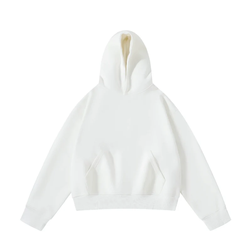Unisex schwerer Oversize-Kapuzenpullover mit doppellagiger Kapuze Kängurutasche und breitem Rippbund Nord Taschen