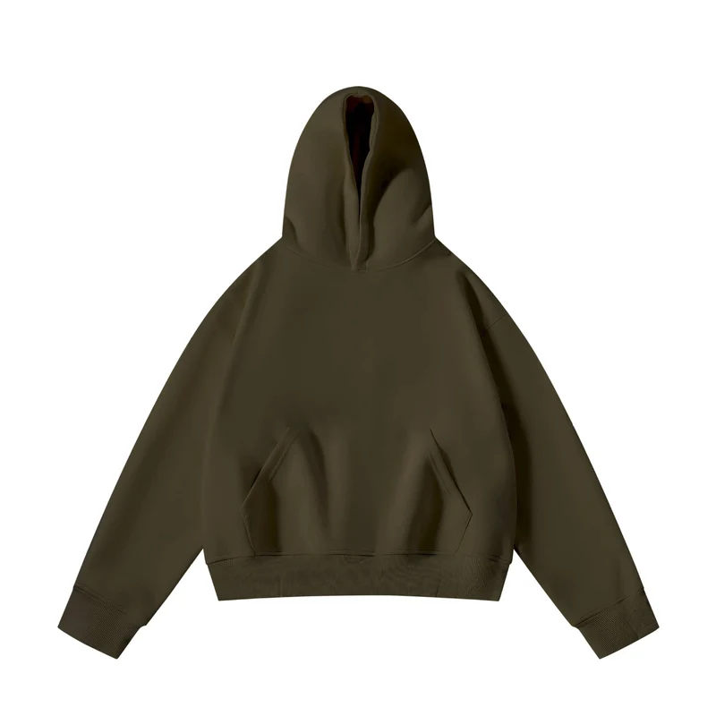 Unisex schwerer Oversize-Kapuzenpullover mit doppellagiger Kapuze Kängurutasche und breitem Rippbund Nord Taschen