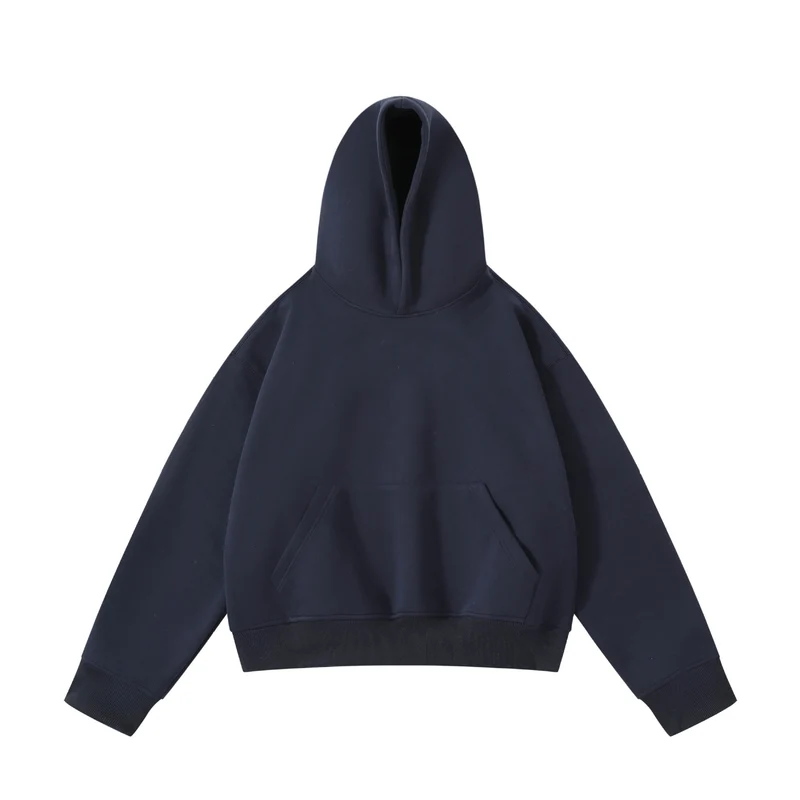 Unisex schwerer Oversize-Kapuzenpullover mit doppellagiger Kapuze Kängurutasche und breitem Rippbund Nord Taschen