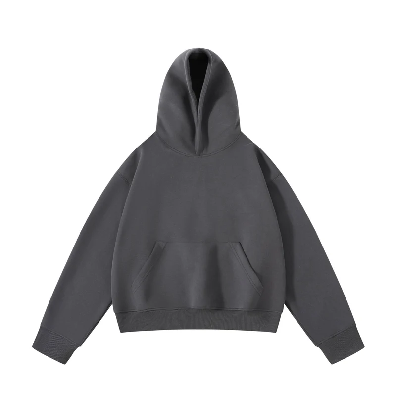 Unisex schwerer Oversize-Kapuzenpullover mit doppellagiger Kapuze Kängurutasche und breitem Rippbund Nord Taschen