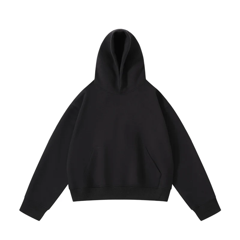 Unisex schwerer Oversize-Kapuzenpullover mit doppellagiger Kapuze Kängurutasche und breitem Rippbund Nord Taschen