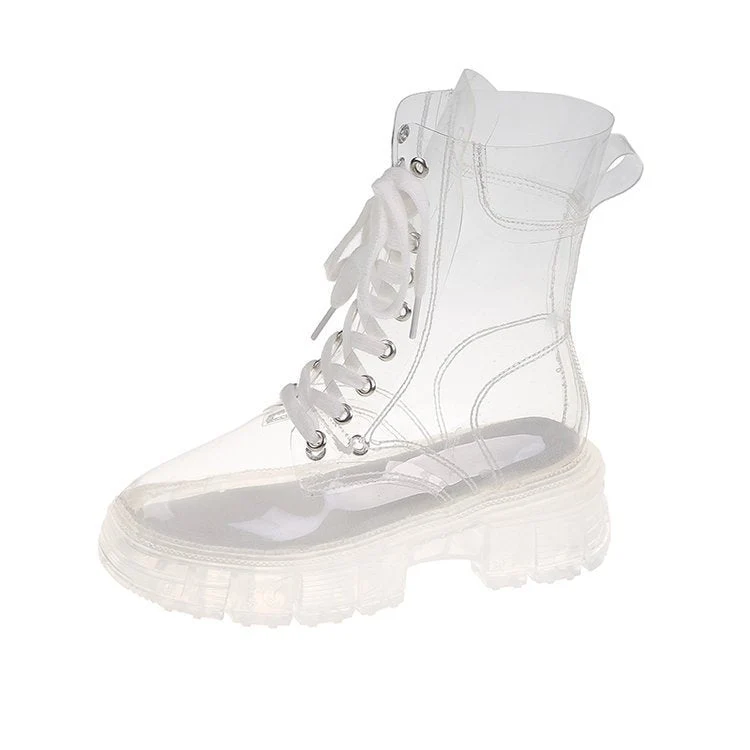 Damen Transparente Chunky Stiefel mit modischem Obermaterial und robustem Sohlenprofil Nord Taschen