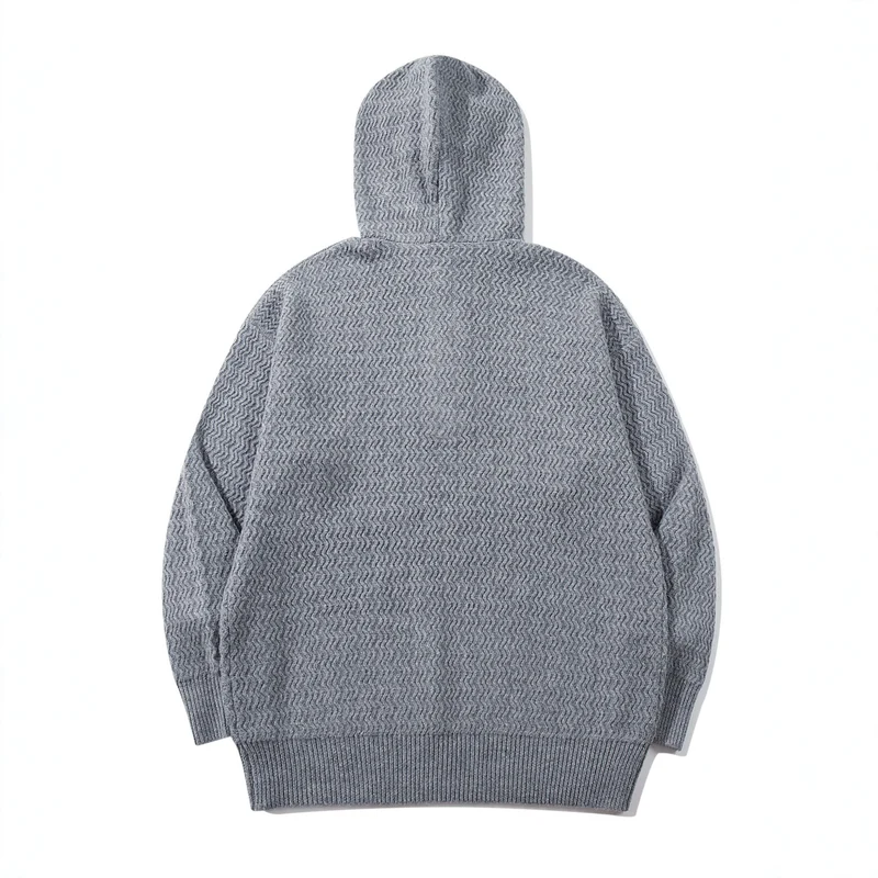 Unisex Strukturierter Kapuzen‑Strickpullover mit Henley‑Knopfleiste Nord Taschen