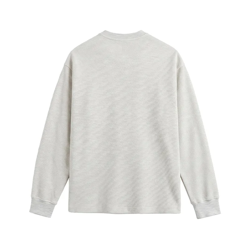 Unisex Strukturierter Henley-Pullover mit Knopfleiste und geripptem Stehkragen Nord Taschen