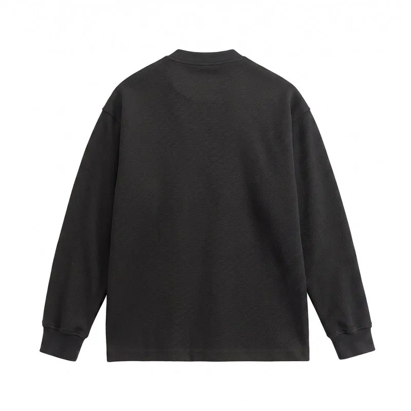 Unisex Strukturierter Henley-Pullover mit Knopfleiste und geripptem Stehkragen Nord Taschen