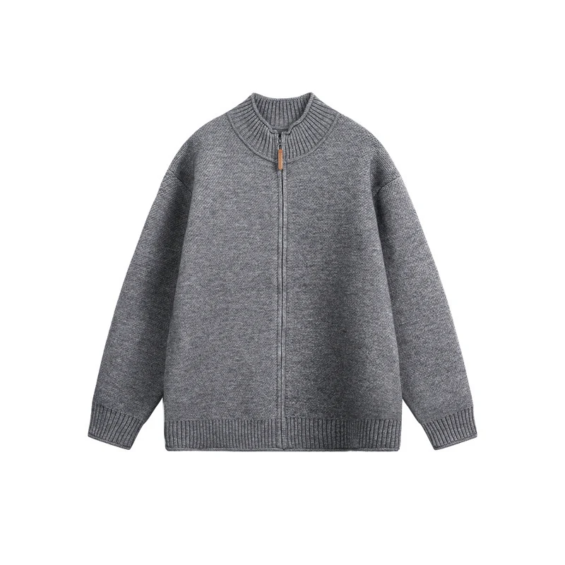 Unisex Strick-Zipjacke mit hohem Rippkragen und Oversize‑Schnitt Nord Taschen