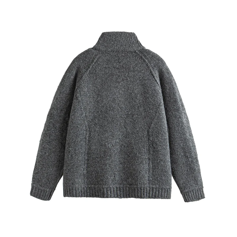 Unisex Strick-Zipjacke im Boxy-Cut mit hohem Rippkragen und Raglanärmeln Nord Taschen